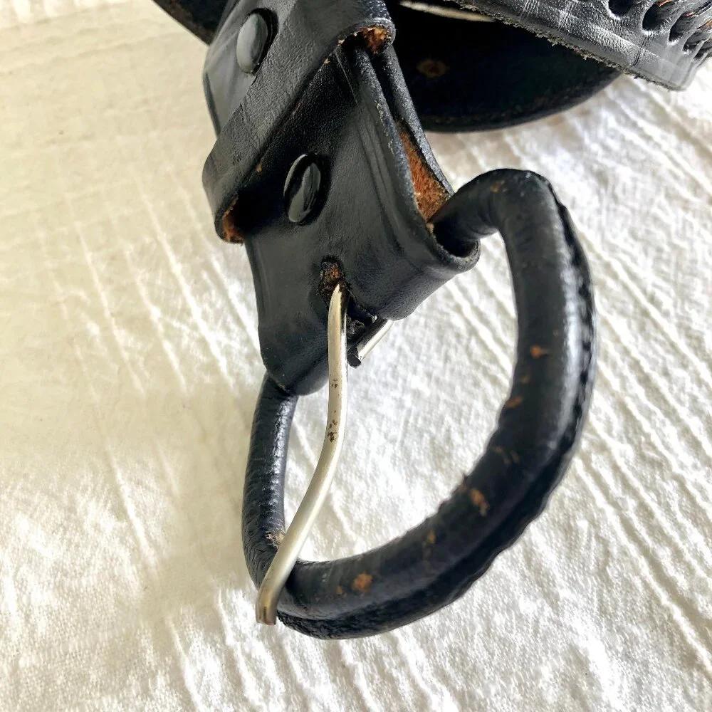 Vintage Black Leather Belt from Mexico, 38 inches